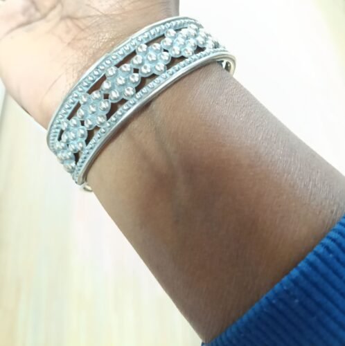 925 Pure Silver Flower Bangle Bracelet Kada photo review