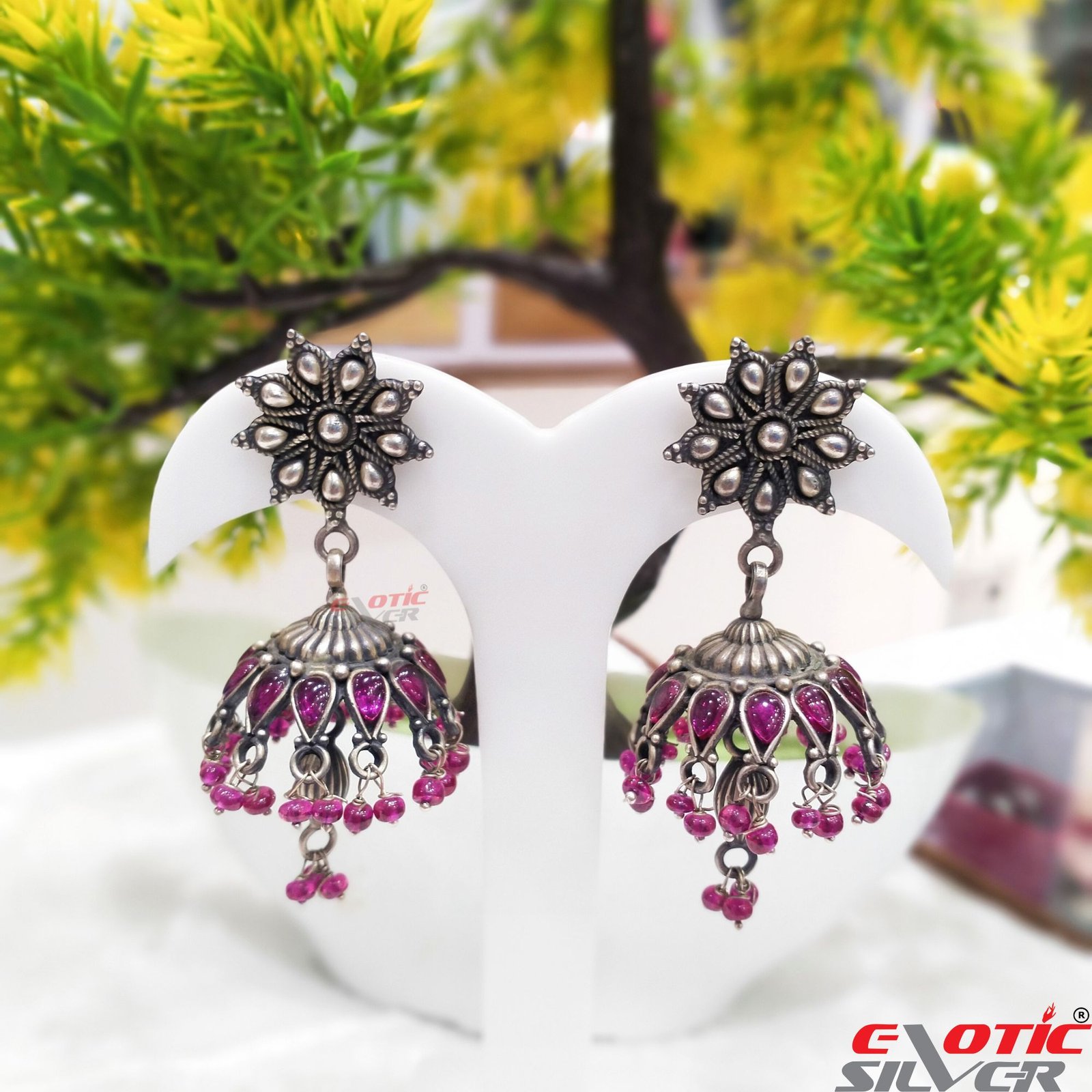 925 Silver Long Antique Look Handmade Earring with Silver Ball Hanging–  Imeora